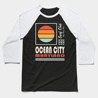 Ocean City Maryland Retro Vintage Sunset Baseball T-Shirt